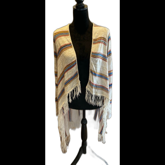 Sweaters - Sweet N Sinful Cardigan Striped Lightweight  Distressed Southwest Look Sz Small